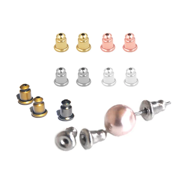 

Alloy material Bullet shape earring back stopper 100 pcs/pack, As shown