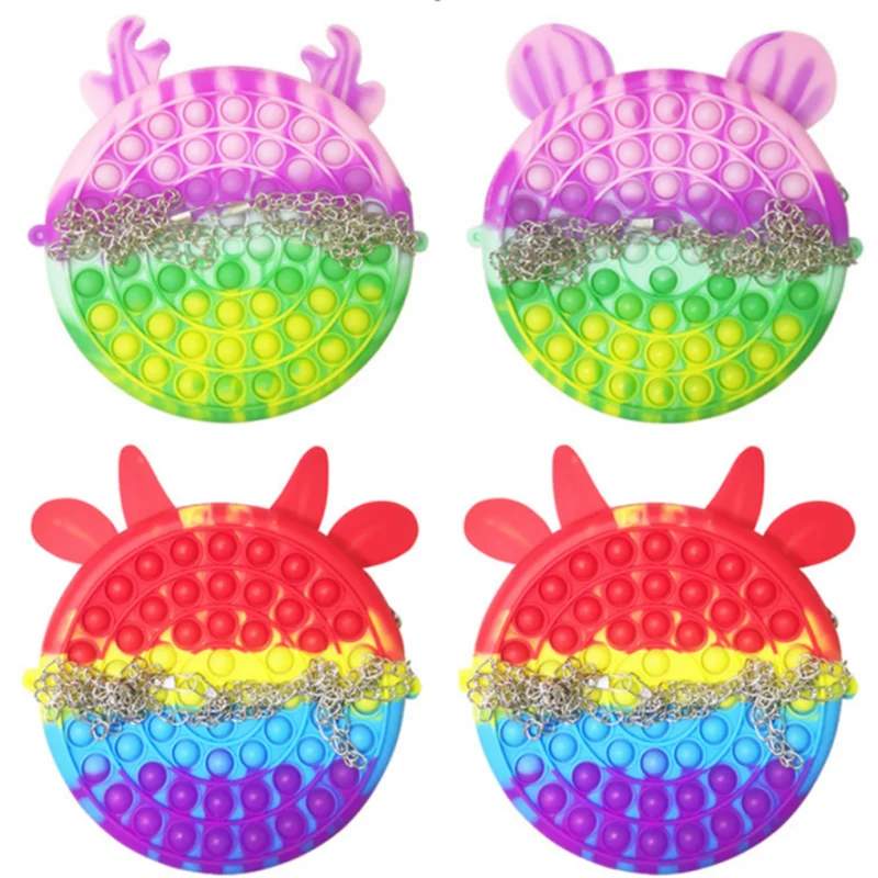 

Cute Silicone Fidget Bags Fidget Reliver Stress Toy Push Bubble Simple Antistress Purse Children Sensory Backpack