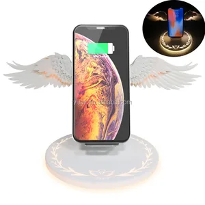 10W Fast Charge Angel Wing Night Light Mobile Phone Stand Wireless Charger