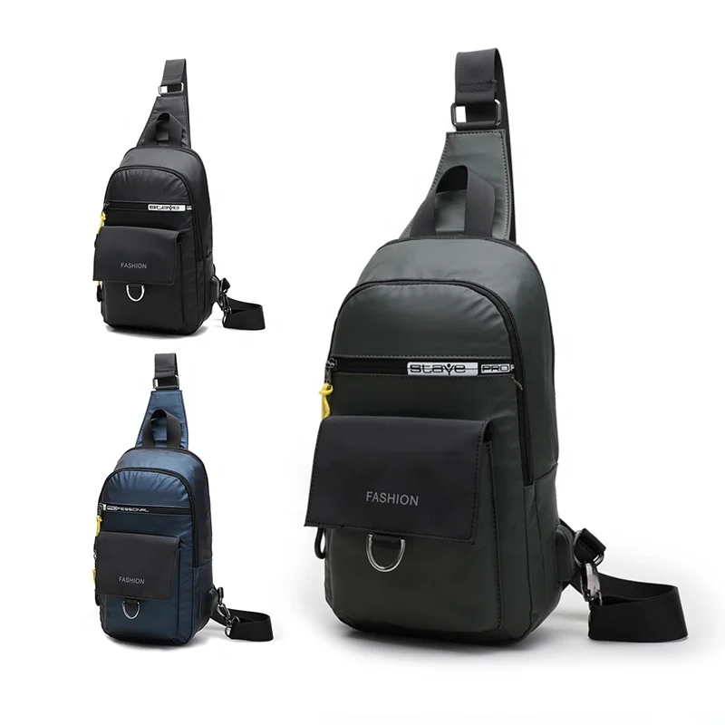

Multi function travel crossbody shoulder Bag Men USB Laptop Sling Messenger chest bags for men, Black, green, black, navy