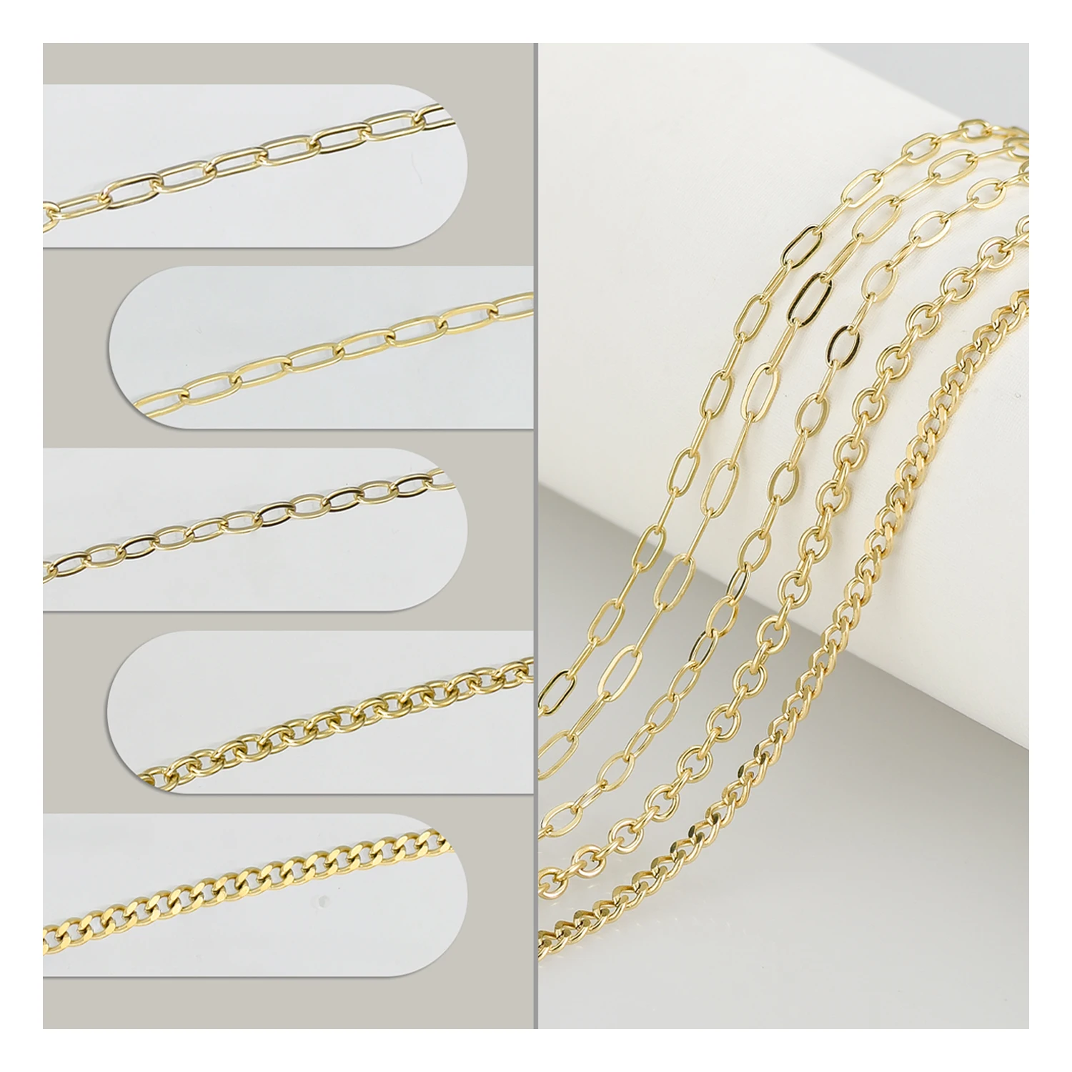 

stainless steel custom gold chain necklace link box cable cuban chain necklace chains for jewelry making