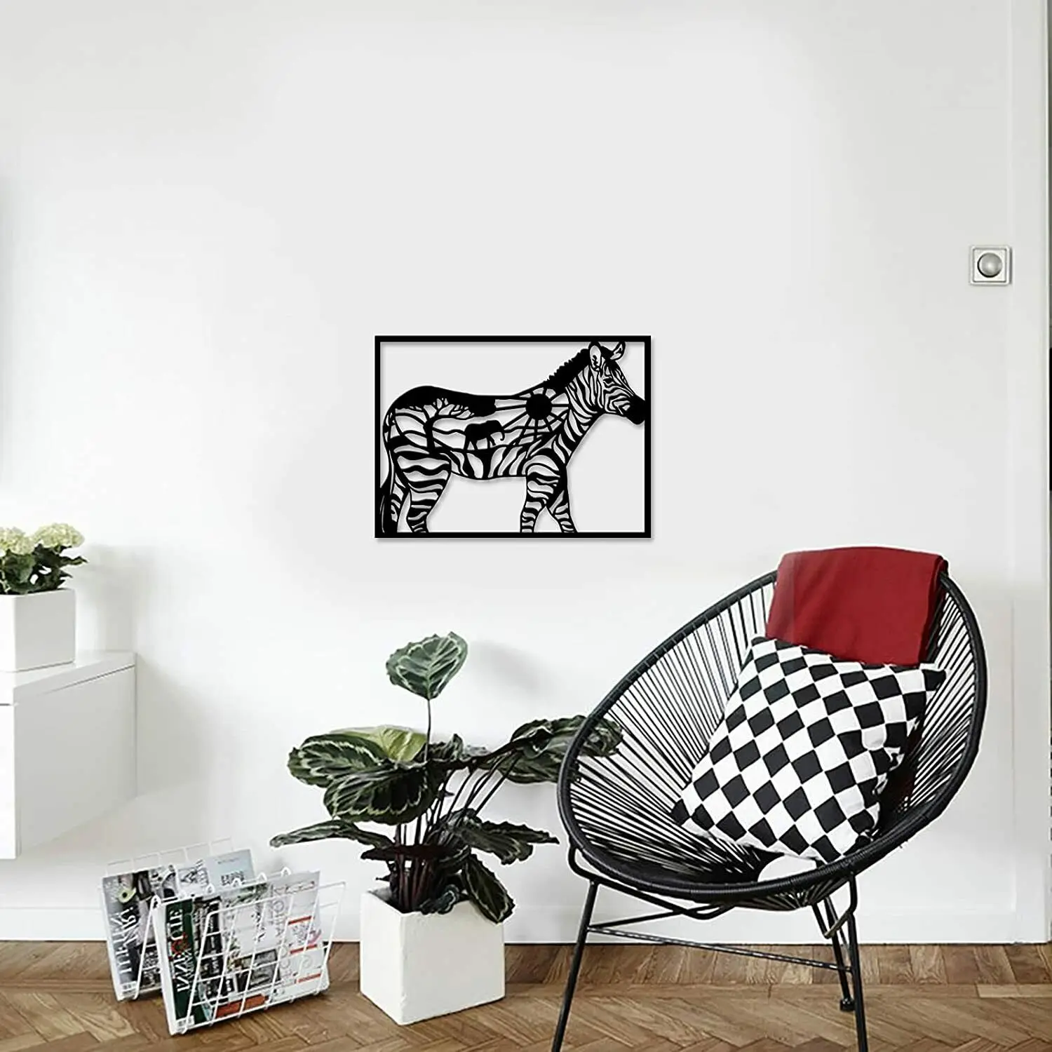 

Animal Metal Wall Art Decor Sculpture Decor Modern Zebra Wall Art Decor, Black