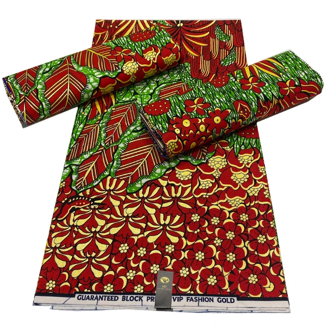 

Wholesale African Fabrics Golden Wax 100% Cotton Prints Textile Jacquard Weave Design For Women Colth 6 Yards