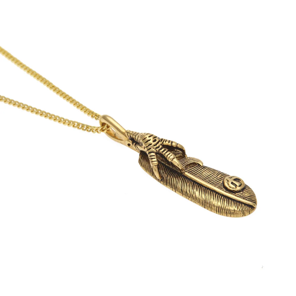 

Hip-hop rap eagle claw feather pendant Indian vintage men's necklace pendant