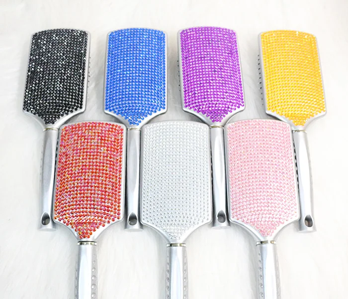 

Wholesale Hot Sale Plastic Hair Brush Top Quality Luxury Diamond cushion Hair Brush With Private Label