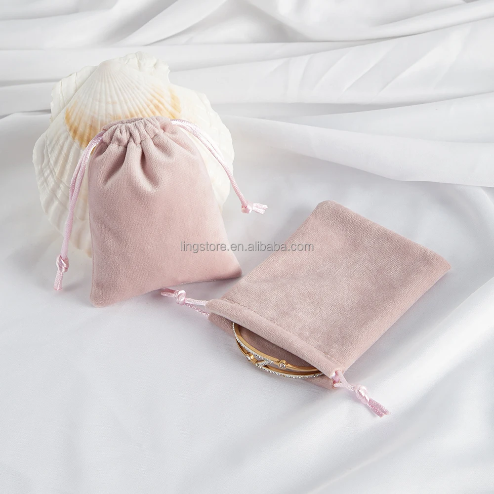 7x9 cm Pink Velvet Drawstring Bags Jewelry Pouches Candy Bags Christmas Wedding Favors for Small Bracelet Makeup Package