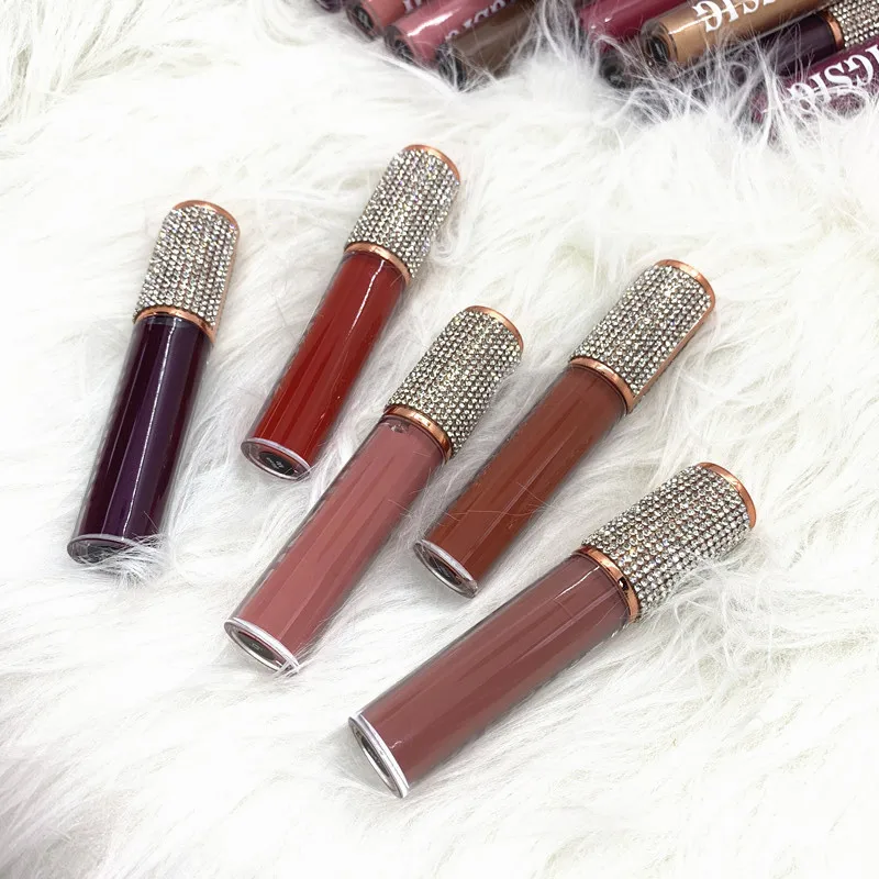 

Hot selling Diamond tube Lipgloss Long Lasting Moisture Cosmetic Lipstick Red Lip Matte Lipstick Waterproof