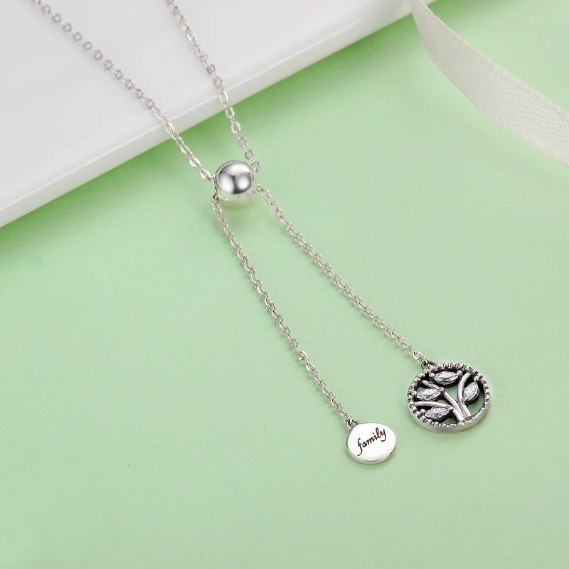 

Fine 925 Sterling Silver Tree Of Life & House Letter Pendants Link Chain Necklace