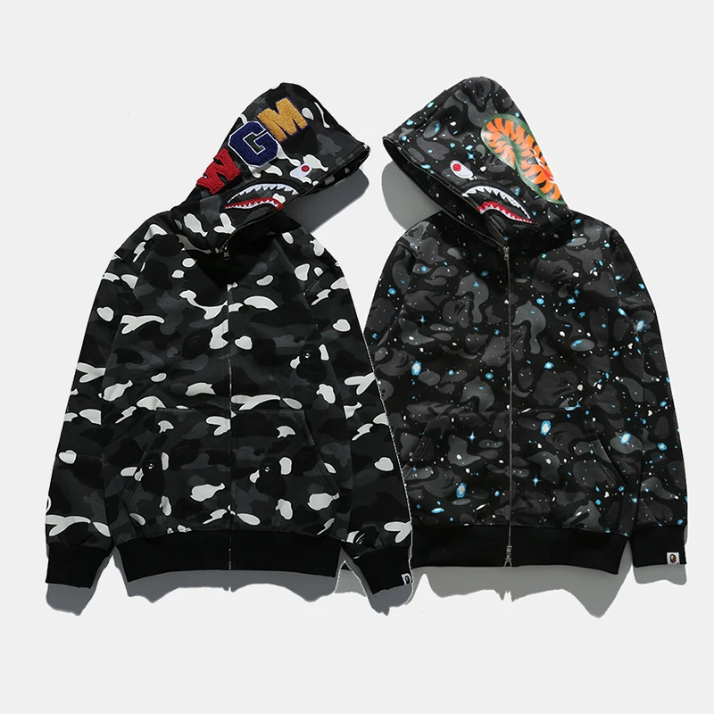 

C5 bape shark hoodies Glow at night High quality printed hoodie sweatshirt Add wool fleece, Multi color optional