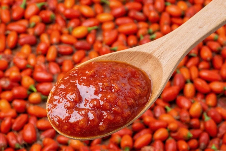 Shelves filled with large jars of sriracha