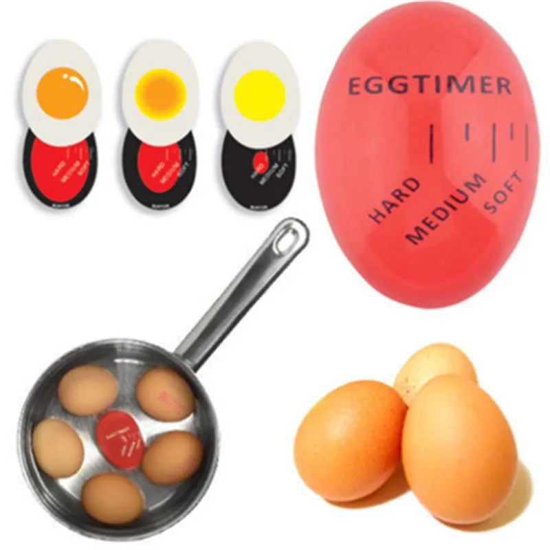 

1pcs Egg Perfect Color Changing Timer Yummy Soft Hard Boiled Eggs Cooking Kitchen Eco-Friendly Resin Egg Timer Red timer tools, As photo