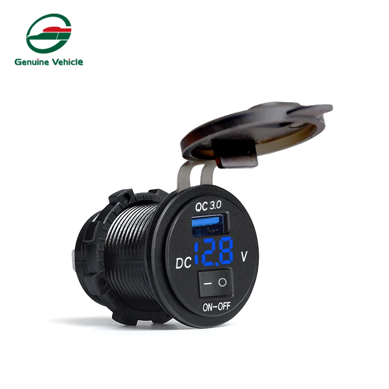 

Caravan Marine Car Parts Voltmeter Socket 3.1A Waterproof USB Port Socket With Switch For RV