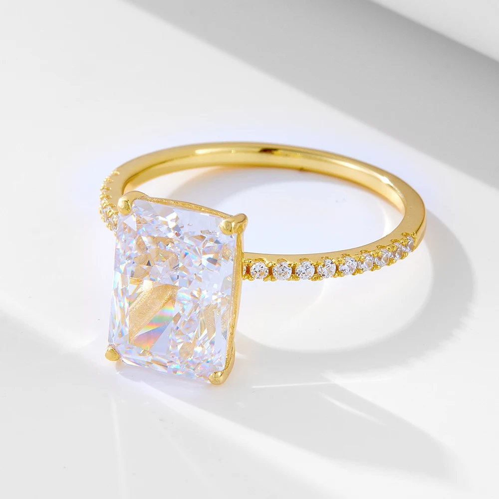 Manufacturer Latest Wholesale 14K Gold Plated Silver Ring 925 Sterling Jewelry Ice Zircon Wedding Engagement Rings Jewelry Women