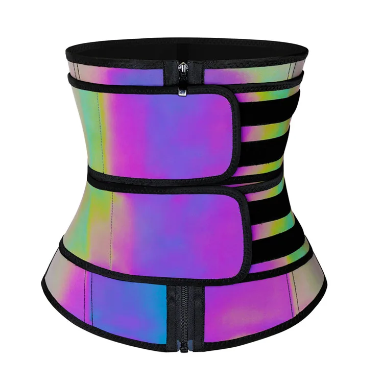 

Custom Logo Fitness Wear Reflective Compression Double Belt Women Waist Trimmer Latex Waist Trainer