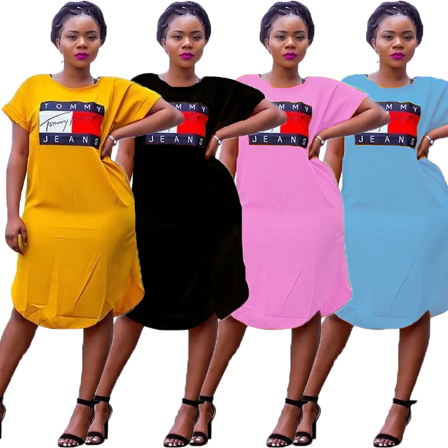 

MT39-3321 2021 Casual Style Pure Color Shirt Dresses Women Unique Designer Style T-Shirt Dress