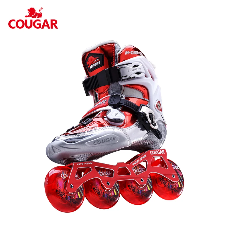 

factory hand made adjustable kids slalom carbon fiber skates, Red/blue/silver