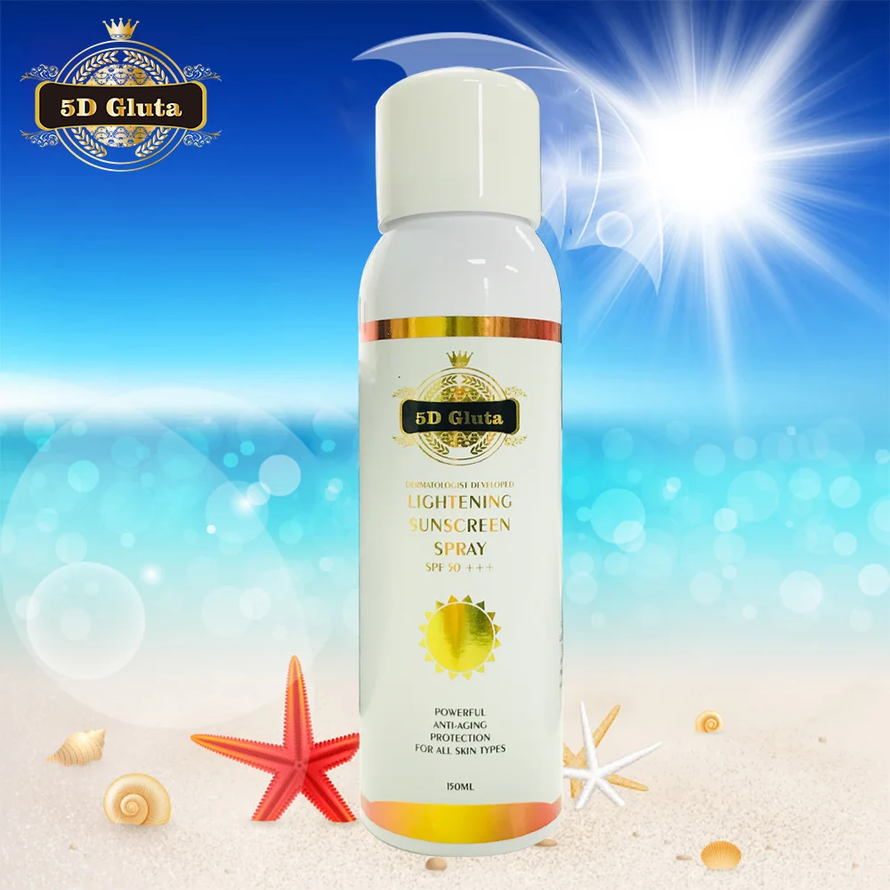 

5D Gluta SPF 50+ Lightening Sunscreen Spray Soothing Skin Against UVA+B Sunburn Fast Absorption