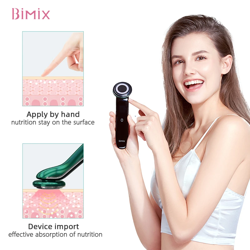 

electric waterproof ultrasonic heating facial lifting slim massage stick machine face exfoliating washing device