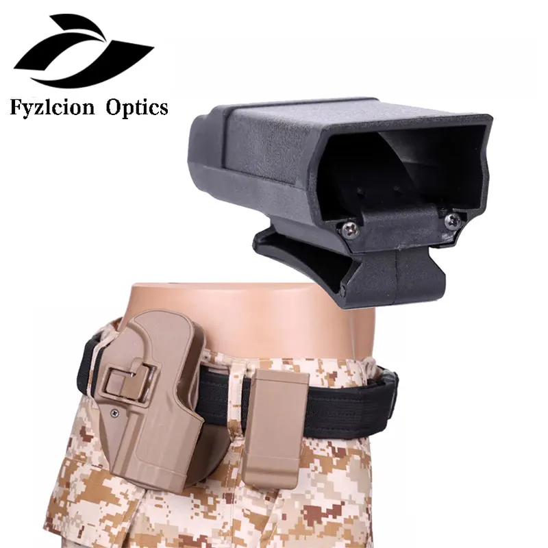

Universal Pistol Hunting CQC USP ABS Plastic Gun Magazine Pouch Belt Case Narrow Clip Box, Tan/black