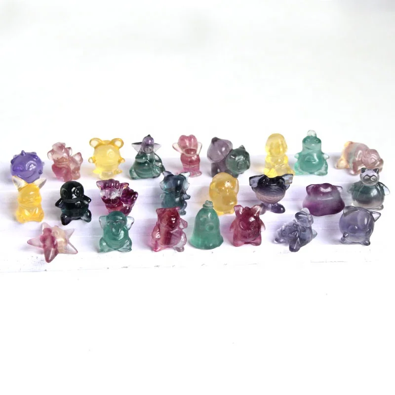 

Hot Sale Natural Healing Rainbow Fluorite Crystal Crafts Mini Pocket Monster