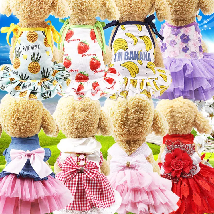 

Dog Clothes Cat Pet Clothes Supplies Spring summer princess fruit skirt cool breathable dog dress pet clothes