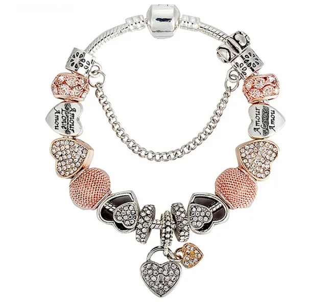 

Silver plated european bracelet charms gold womens bangles charm bracelet, Picture