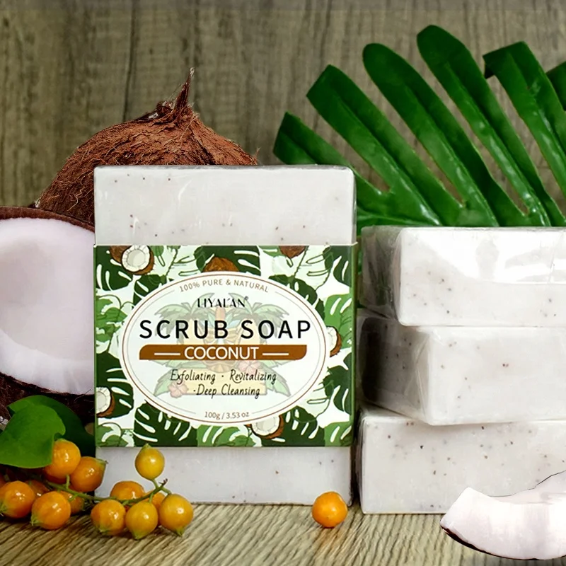 

Body Scrub Soap Bar Made With Natural Ingredients Extract Private Label Amazing Scent Coconut Scrub Soap, Milk white