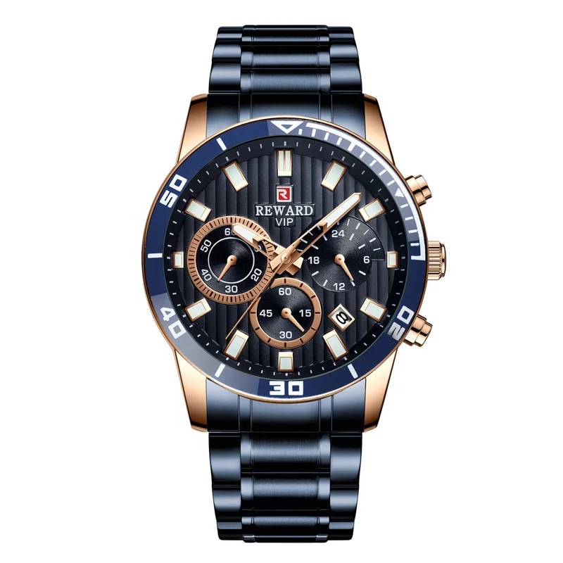 

2019 REWARD New Luxury Watches Man Quartz Stainless Steel Wristwatch Waterproof 81009M, According to reality