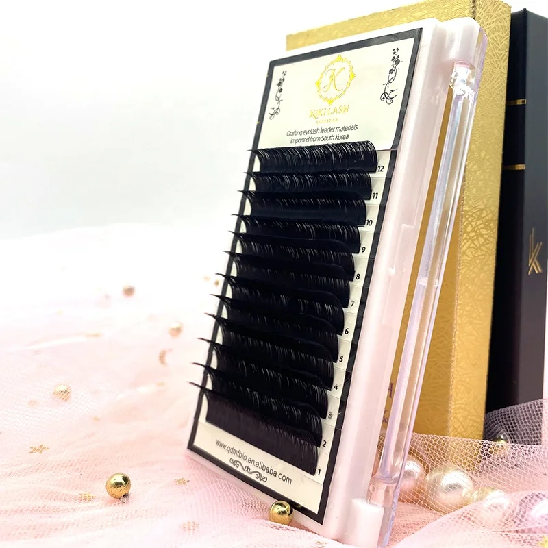 

Flat Ellipse Eyelashes Split Tips Soft Matte Flat Eyelash Extensions Top Flat Lash Extension For Professionals, Natural black