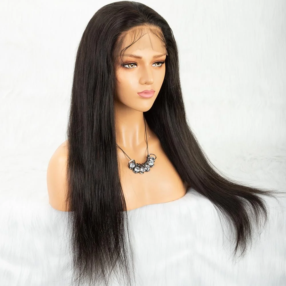 

Neflyon new arrival 22inch silk straight human hair wig with baby hair hd indetectable lace wig with comb 13*6 lace front wig