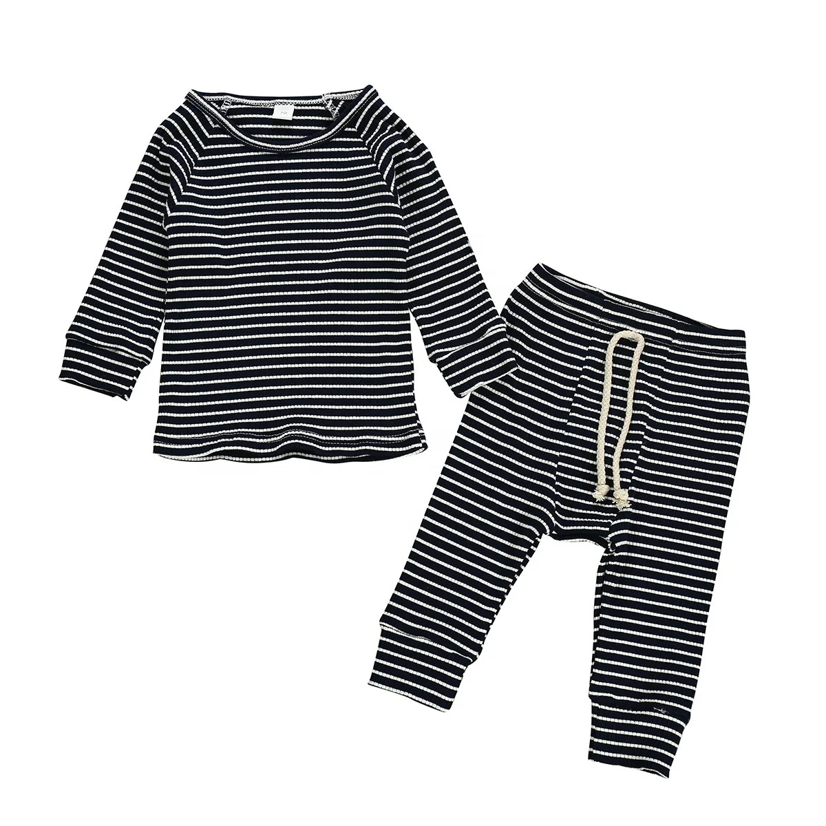 

New arrival infants striped clothing sets baby girls' and boy's cotton rompers toddlers long sleeve home clothes, As picture