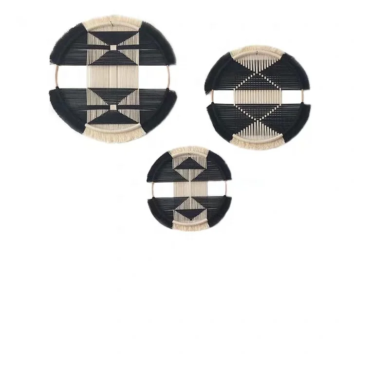 

custom wholesale handwoven cotton rope round bohemian home decoration wall tapestry hanging, Picture or customized