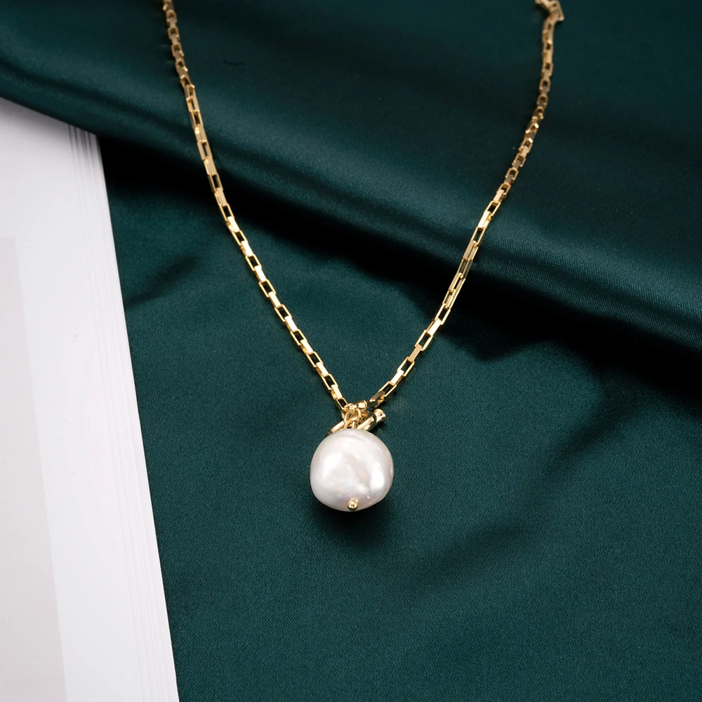 

925 Sterling Silver Baroque Irregular Freshwater Pearl Necklace New Arrivals 18k Gold Plated Jewelry For 2021 Women