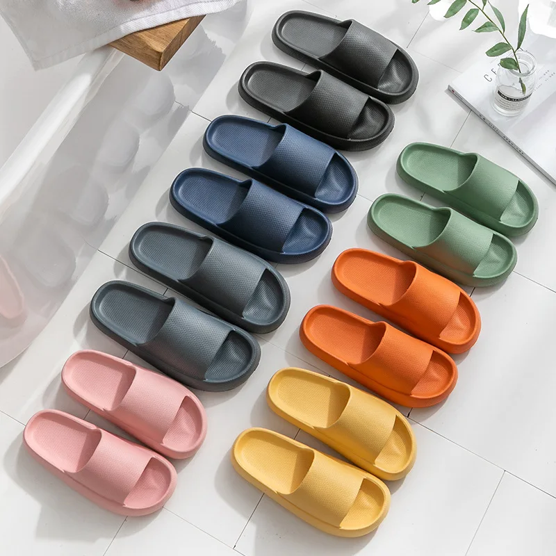 

2022 Thick Platform Bathroom Home Slippers Cloud Slippers Women Soft Sole EVA Indoor Slides Sandals Summer Non-slip Flip Flops