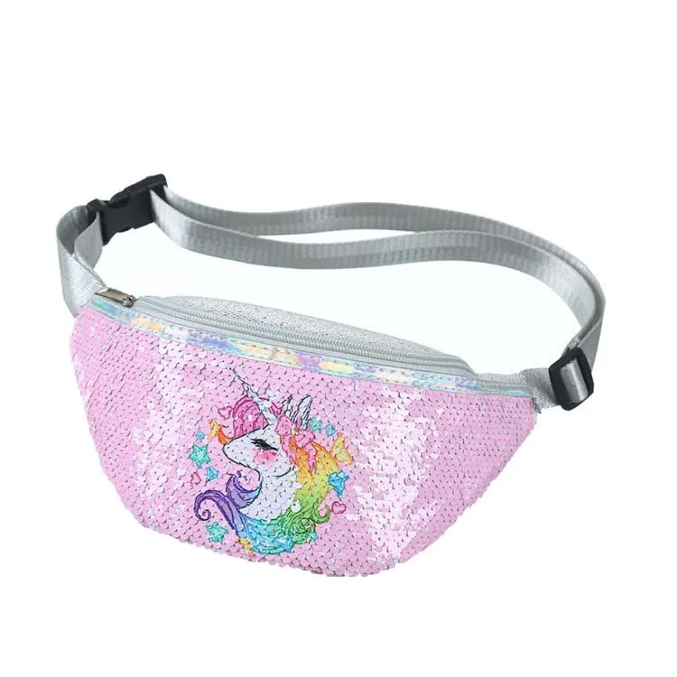 

Popular children unicorn sequin chest bag cute fanny pack cartoon waist bag, Refer to picturs