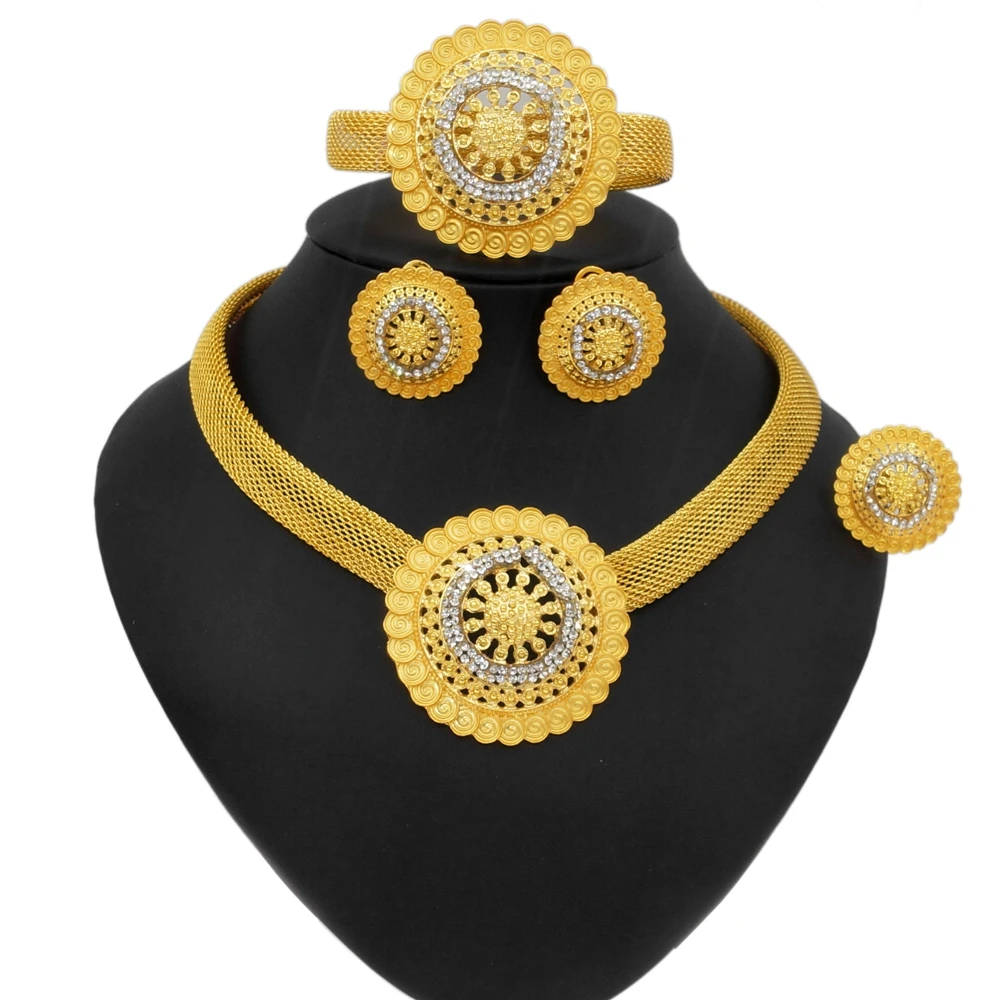 

Fashion Brazilian Dubai Gold Plated Jewelry Set Moon Design Women Costume Jewellery For Dating Gift Anniversary Engagement Party
