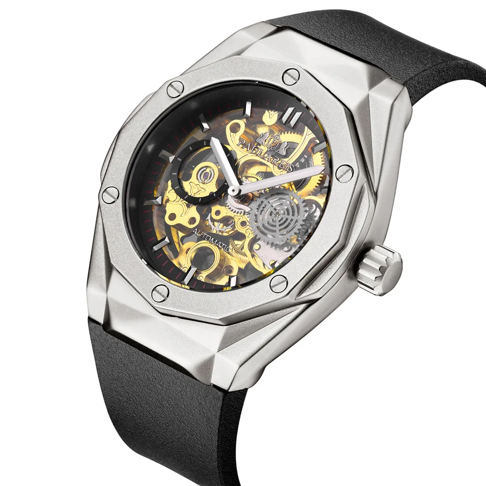 

paulareis watch paulareis Automatic mechanical hollow rose gold tape men's Watch