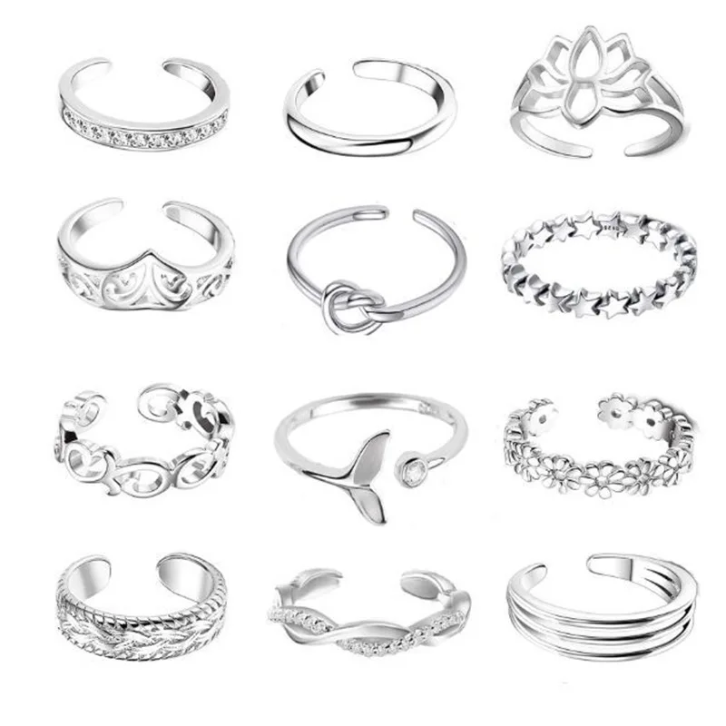 

Amazon Fashion Popular Women Midi Rings Joint Opening Alloy Tail Ring Set, Picture shows