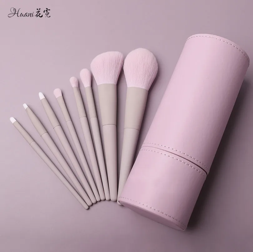 

7/8pcs Purple wholesale makeup brushes Low MOQ with Brush Holder Container