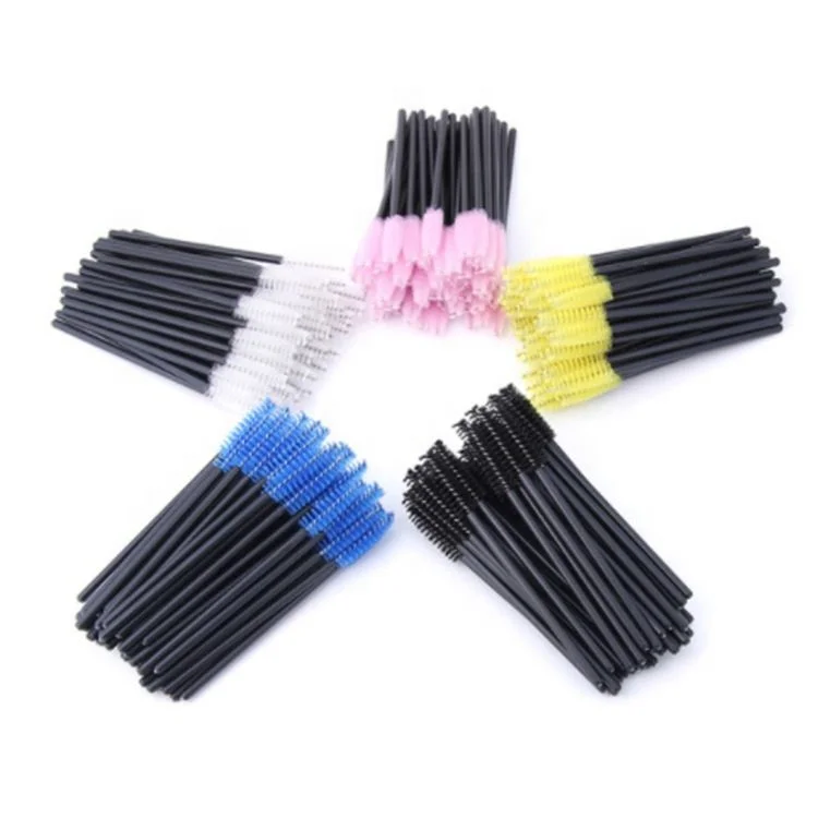 50pcs/bag Disposable Eyelash Extension Brush Mascara Wands, Gold/white/pink/blue/black