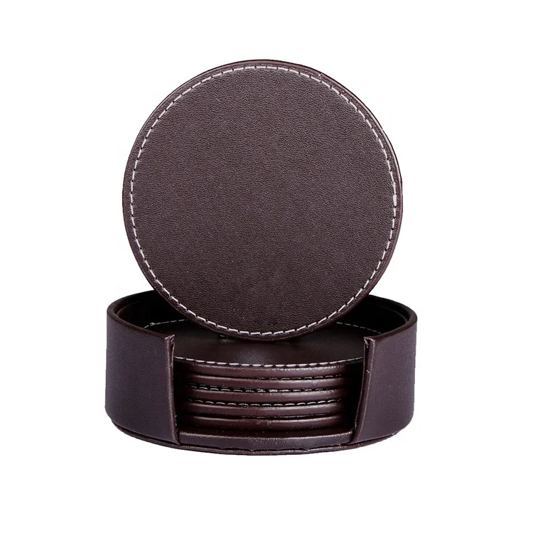 

Round Blank Leather Coaster Wholesale Custom Bulk Pu Leather Coaster, Customized