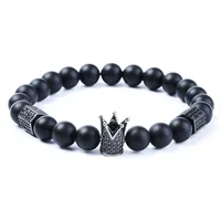 

Agate Stone Crown Gemstone bracelets 8MM Round Beads Stretch Girls Bangle Free Sample