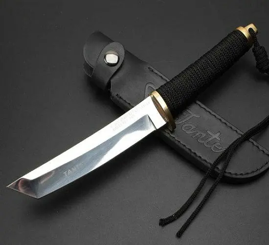 

58HRC 8Cr18Mov Steel Knife Small Straight Knives with Leather sheath Tactical Tool 9051