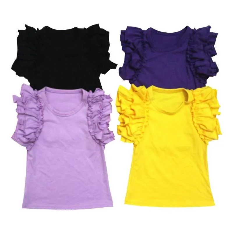 

45 Solid Colors Available Girls Summer Tee Shirts Double Ruffle Flutter Sleeve Tank Tops Wholesale Girl Flutter Top, Color chart