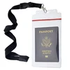 Transparent passport/ID badge holders with neck lanyard with Safe Flight retail packaging
