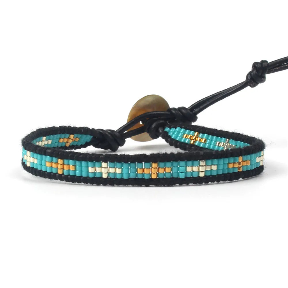 

European simple fashion leather bracelet wholesale jewelry tila beads bracelet, Mix