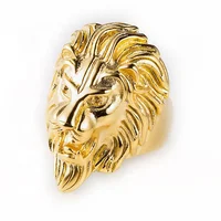 

Fashion Animal Jewelry Stainless Steel Gold Lion Head Ring Men