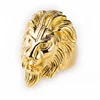 Fashion Animal Jewelry Stainless Steel Gold Lion Head Ring Men