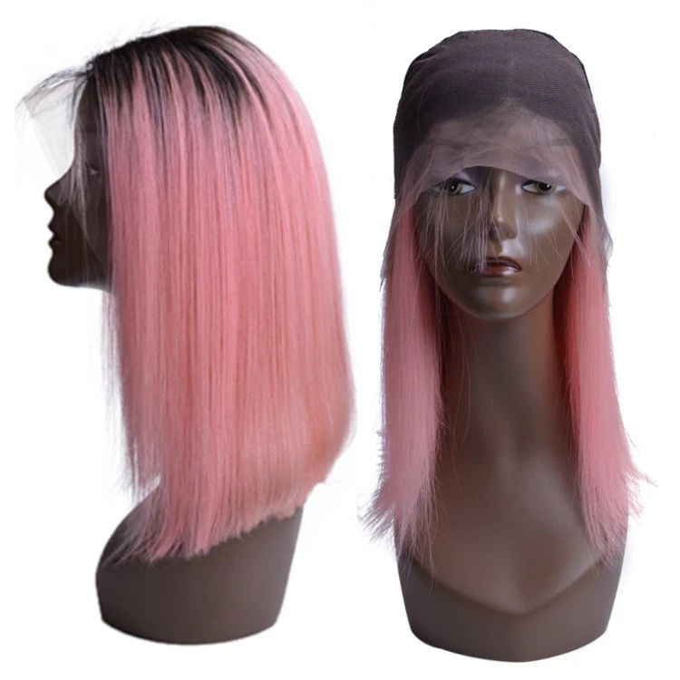 

Wholesale Brazilian Hair Wig Ombre Virgin Hair Lace Front Wig Color 1B/Pink Short Bob Wig Human Hair Wigs