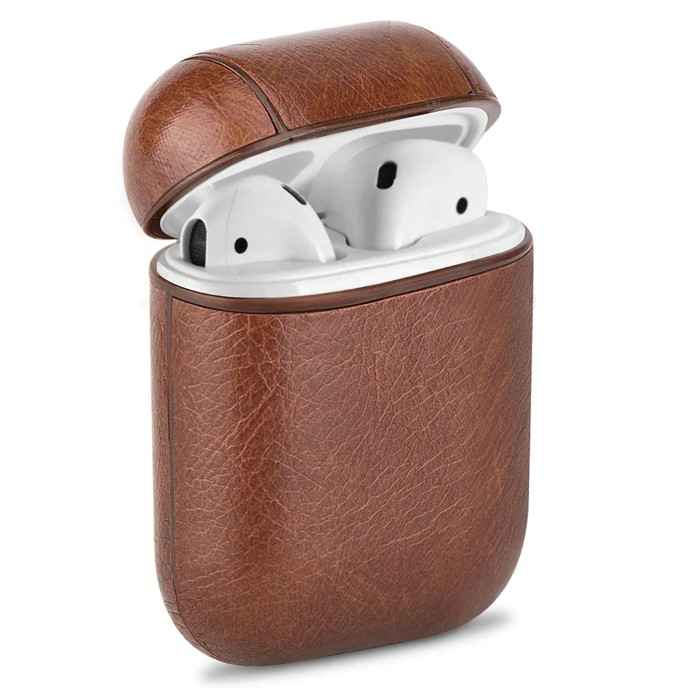 

Faux PU Leather Case Cover with Buckle Shock Resistant Protective Skin Compatible for AirPods Charging Case Accessory